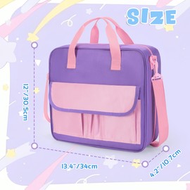 Yarwo Zipper Binder for Boys and Girls, 3 Ring Binder Holds 500 Sheets with Expanding Files & Adjustable Strap, Accordion File Organizer Fit for 13” Laptop, Learning Tablet and Stationery, Purple