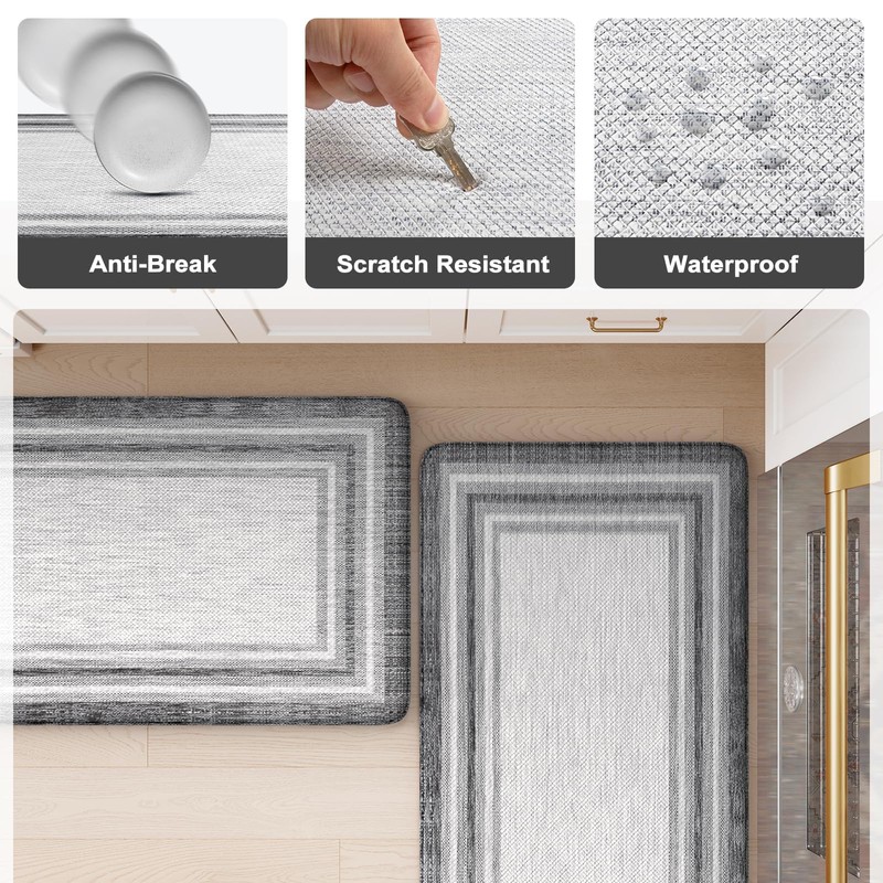 KIMODE Anti Fatigue Kitchen Mats for Floor 2 Piece, Cushioned