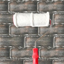 Nichiyo 8'' Patterned Paint Roller for Wall Decoration Classic Brick Embossing Texture Rubber Roller Decorative Household DIY Paint Art Tool for Wall Decoration (2206TS)