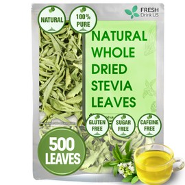 FreshDrinkUS, Premium 500+ Natural Stevia Leaves, Whole Dried Leaves, 100% Pure Stevia Dried Leaves, Zero Calorie Sweetener, No Additives, No Caffeine, Vegan
