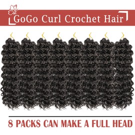 Gogo Curl Crochet Hair 12 Inch 8 Packs Dark Brown Short Curly Crochet Hair - Beach Curl Crochet Hair - Deep Wave Crochet Hair - Water Wave Braids Synthetic Hair Extensions (12 Inch 8 Packs, 4#)