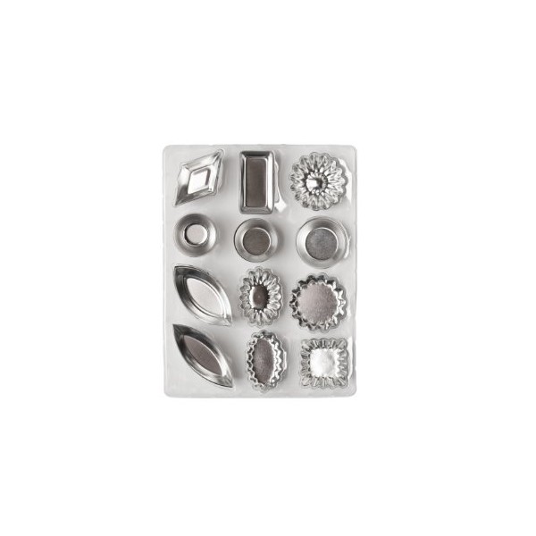 Ateco Tartlet Mold Set, 72-Piece Set Inlcludes 12 shapes, 6 pcs of Each,Silver