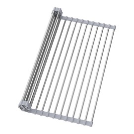 cenglng roll Dish Rack for Kitchen， Silicone Wrapped Dish Drying Rack， Silicone Wrapped Drying Rack （Gray）