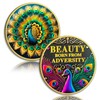 Beautiful Peacock Sobriety Coin, Beauty Born From Adversity NA AA