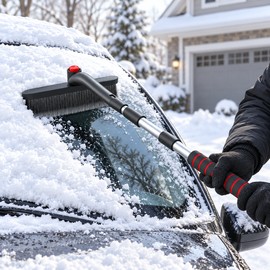 Extendable Car Snow Brush and Ice Scraper for Winter Windshield Cleaning – Detachable 2-in-1 Snow Removal Tool with Telescopic Handle