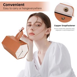 CTDMJ Sunglasses Travel Case, 6-Slot Glasses Storage Box, Foldable Glasses Storage Case, PU Leather Eyewear Storage Box, Multiple Travel Sunglasses Organizer Case, Hanging Glasses Case for Women Men