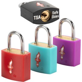 DUALCROWN 4 Pack Neon Square TSA Approved Luggage Locks with Key for Suitcase Carry On Backpack Laptop Bag Travel Accessories