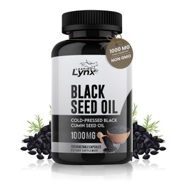 Leaping Lynx Black Seed Oil Capsules 1000mg - Cold-Pressed Nigella Sativa with Maximum Thymoquinone (Up to 2%), 120 Capsules (60 Servings) - Rich in Omega-6 & Omega-9, Non-GMO Supplement for Immune & Brain Support
