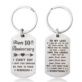 Guqqeuc 10th Anniversary Wedding Gifts for Husband Wife Tenth Anniversary Valentines Day Gifts for Couples Anniversary Keyring Gift for Him Her 10 Year Anniversary Present for Boyfriend Girlfriend