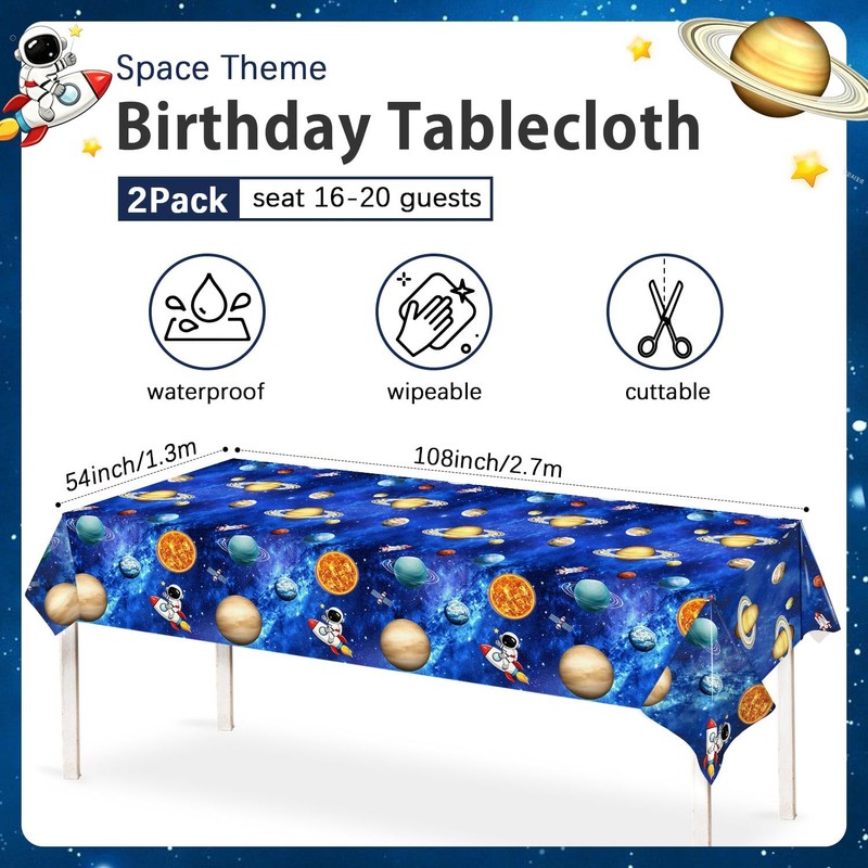 Heboland Astronaut Space Party Tablecloth, 137x274cm, 2 Pack