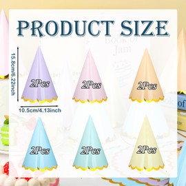 FDRJKN Birthday Hats for Adults, 12 Pack Party Hats, 6 Colors, 15.8 * 10.5cm, for Kids, Adults, and Pets, Ideal for Birthday Parties, Baby Showers, School Events