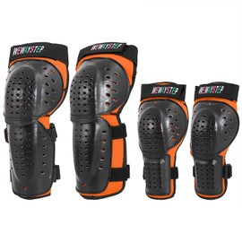 Kids Shin Guards, Knee Pads and Elbow Pads Set - 4Pcs Protective Gear for Skating, Dirt Bike, Motorcycle, Skateboard, Motocross, MTB, ATV, Biking, Skiing