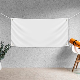 Blank DIY Banners Polyester Oxford Cloth White Banner with Hanging Rope for Wall Signs Writing DIY Painting Indoor Outdoor Office Camping Yard Birthday Party Decorations Supplies 4x2ft-BECKTEN