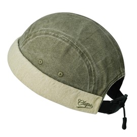 CLAPE Cotton Brimless Hat for Men, Vintage Docker Cap Rolled Cuff Harbour Hat, Soft Lightweight Skull Cap Adjustable Fit