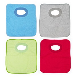 Ti TIN Pack of 4 Waterproof Terry Cloth Baby Bibs, 32 x 36 cm, Bibs with Elastic Closure for Babies and Children from 1 Year, 90% Cotton, 10% Polyester