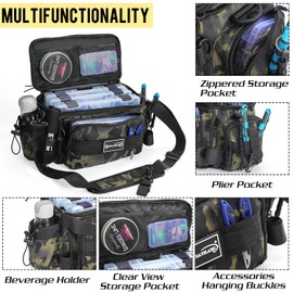 Sougayilang Fishing Bag-Fishing Tackle Storage Bags for Saltwater or Freshwater Fishing Gear -Can Store Bait, Fish Food, Fishing reels, etc，Padded Shoulder Strap - Tackle Box Bag(Green)