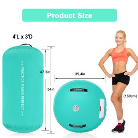 VOFiTNY Inflatable Gymnastics Air Barrel 4'L x 3'D Tumbling Octagon Mat Roller Back-bend Trainer for Home/Gym Without Pump