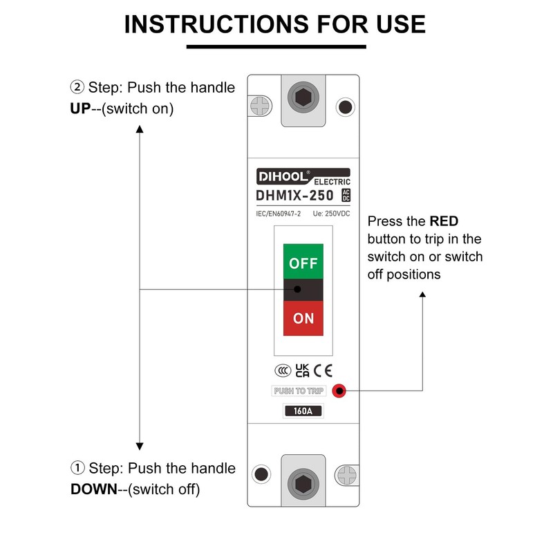 DIHOOL 160 Amp Main Circuit Breaker DC AC Disconnect Switch