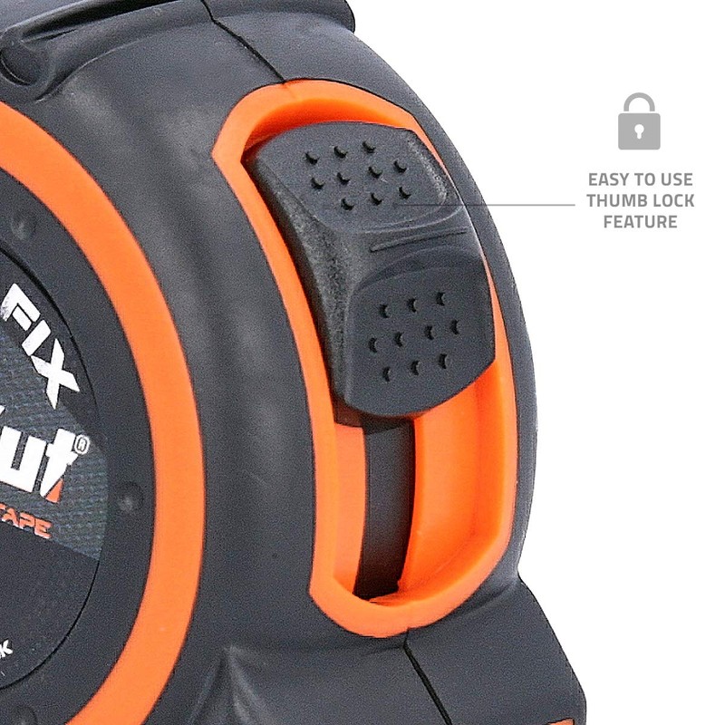 WellCut Retractable Tape Measure, with Metric & Imperial Dimensions, Rubberised
