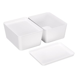 Storage Bins With Lids Plastic Containers: Plastic Multipurpose Stackable Storage Container Bins With Lid For Home And Office Organization, Small Storage Bin, 2 Pcs 5x7 Plastic Container, White