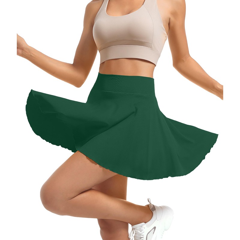 YOAKAKU Pleated Tennis Skater Skirts for Women with Pocket Shorts