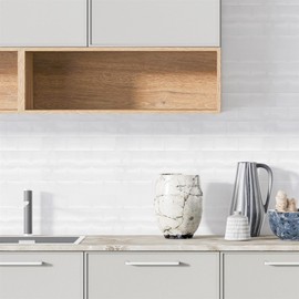 WALPLUS Upgrade Thicker 3D Tile Stickers Peel and Stick Backsplash Splashback Decals Tile Transfer for Kitchen Bathroom Living Room Stick on Tile Waterproof Pure White Glossy 20pcs 15.4x30.5cm