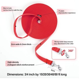 Siumouhoi Dog/Puppy Obedience Recall Training Agility Lead - 15ft 20ft 30ft 40ft 50ft Training Leash - Great for Play, Camping, or Backyard (Mint Blue, 15 Feet)