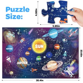 Solar System Floor Puzzle for Kids - 48 Pieces Large Solar System Jigsaw Puzzles for Kids 3-5, Toddler Learning Preschool Educational Toys 12 Months+, Perfect Birthday Christmas Gifts for Boys Girls