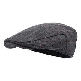 STARANCE Men Hat Wool Blend Newsboy Ivy Hat Tweed Flat Cap (Plaid Gray, 7 1/2)