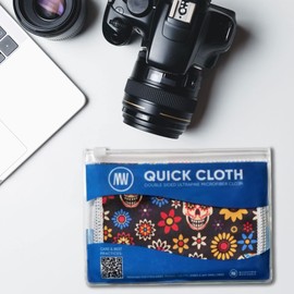 MW Pro Quick Cloth – 2 Pack with Case | Microfiber Cloth for Eyeglasses, Phones, Tablets, Lenses | Double Sided Ultrafine Microfiber (Sugar Skulls)
