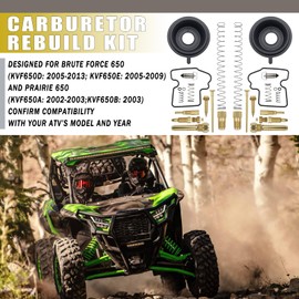 2-Pack Carburetor Rebuild Kit for Kawasaki Brute Force 650/Prairie 650/KVF650 - Carb Repair Replacement Set (ATV Engine Maintenance Parts)