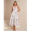 KUTUMAI Floral Corset Midi Dress Lace Up Cutout Flowy Summer