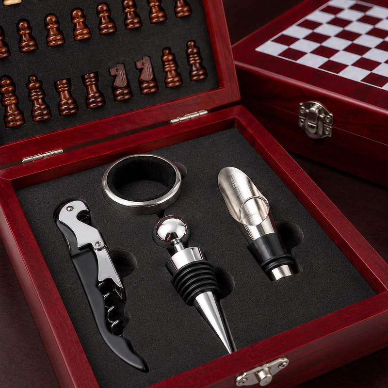 4-Piece Wine Accessories Set for Home Entertaining - Chessboard Wine