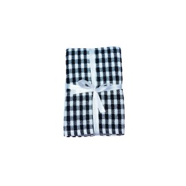 QUALITY HOME TEXTILES 100% CottonTerry Towelling Tea Towels with Hanging Loop | Pack of 3| Kitchen Hand Towels Dish Cloth Super Absorbent Soft Touch | Gift Packed Tea Towels (Black)