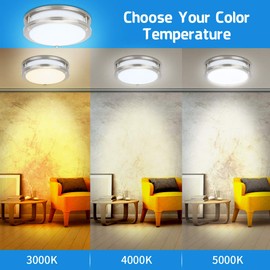 Drosbey 36W Dimmable LED Flush Mount Ceiling Light Fixture, Kitchen Light Fixtures, 12 inch Ceiling Lights for Bedroom, Bathroom, 3000K/4000K/5000K Adjustbale, Super Bright 4000LM