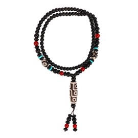 Buachois Dzi Eye Beads Necklace, Tibetan Necklace, Amulet Pendant Necklace, Nine Eyes Dzi Beads Pendant Necklace, China, Tibetan Necklace for Women Men, Pearl