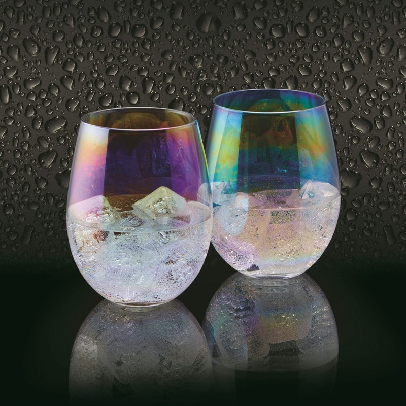 BarCraft Rainbow-Pearl Iridescent Bechergläser, 2er Set, 600ml, Geschenkbox