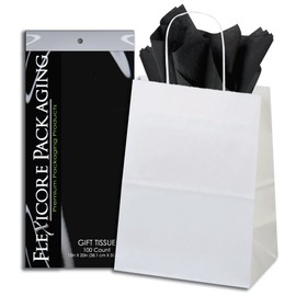 5ct White Paper Gift Bags + 10ct Gift Tissue