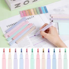 hoyuwak 36 PCS Aesthetic School Supplies with 0.5mm ballpoint pens, Highlighters, Marker Pen,Transparent Sticky Notes, Pink Pen Case Bag for Women Students Study