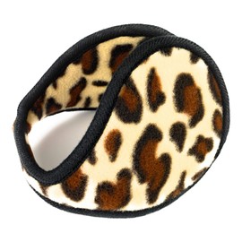 Black Brown Cream cheetah leopard big cat print fleece ear muffs warmers behind hair
