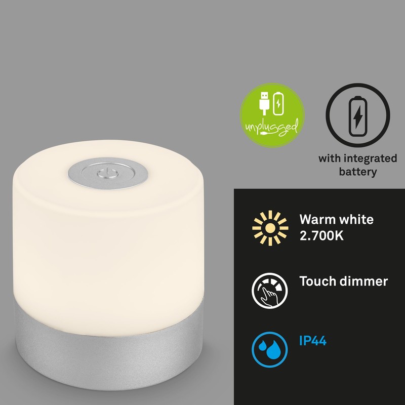 BRILONER Mini LED Table Lamp Wireless, Dimmable Bedside Lamp Touch,