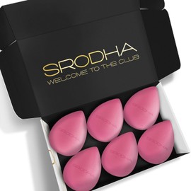 SRODHA Beauty Make Up Sponges Set | 6 Piece Pack | Liquid Makeup Blender Sponge Sets | For Blending Face Complexion Foundation Concealer Cream Products Powder (Teardrop Pink)