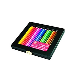 Koh-I-Noor Polycolor Drawing Pencil Set, 24 Assorted Colored Pencils in Wooden Box, 1 Each (FA3818.24WB)