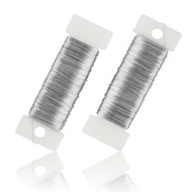FOMGIIN 2 Pezzi Filo di Ferro per Fioristi Ø 0,4 mm x 50 m, Fil di Ferro Modellabile Argento Cotto per Fissaggio di Fiori e Piante Lavori Manuali DIY Gioielli Bouquet Decorazione Ghirlanda Natale
