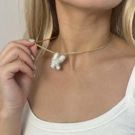 Halora A-Z Bubble Letter Necklace, Gold, Zirconia Chain with Letters, Necklace Pendant, Gold Initial Necklace for Women, Bronze, Cubic Zirconia