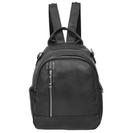 Womens Real Leather Fashion Backpack Casual Style Victoria (Black)