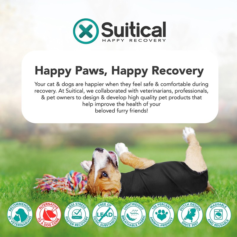 Suitical Recovery Suit Dog, Medium Plus, Black