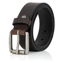 LINDENMANN Men's Leather Belt 40 mm Wide Belt Full Cowhide Brown, dark brown