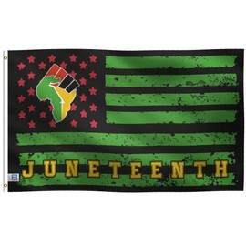 3x5 Foot Juneteenth African Fist American Flag: Single Sided 100% Polyester Banner, Canvas Header with 2 Grommets, UV Resistant Vibrant Digital Print, for Use Outdoor or Indoor