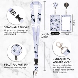 Y2k Star Card Holder ID ID Badge Detachable Lanyard with Retractable Clip for Key Chains, Business Cards, Door Cards, ID Cards